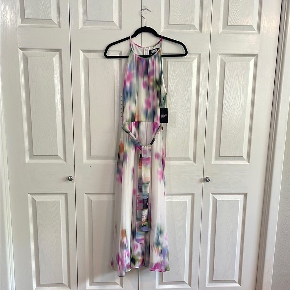 NWT - DKNY Pink and Purple Halter Dress